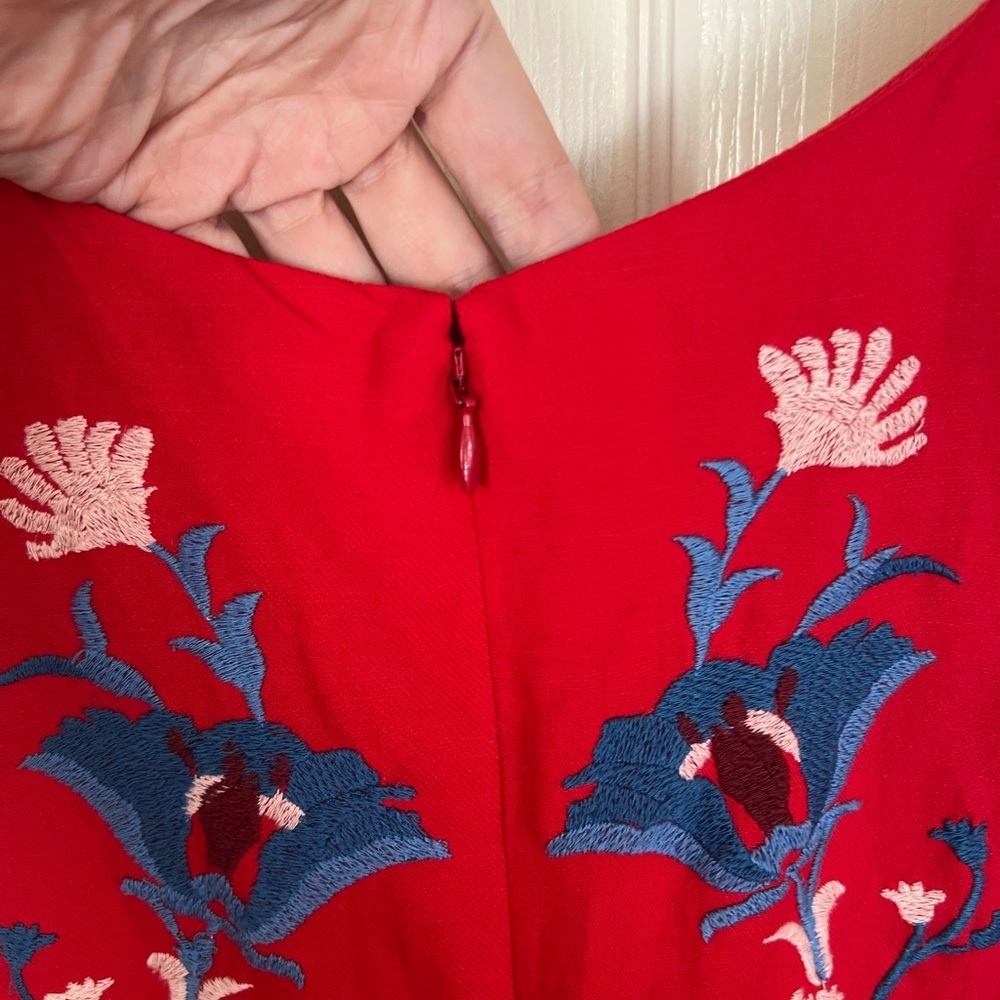Anthropologie Akemi + Kin Embroidered Red Dress - Picture 11 of 13